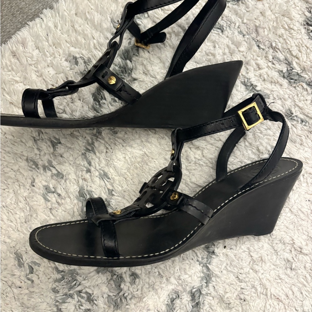 Tory Burch Black Leather Sandals - Picture 3 of 5